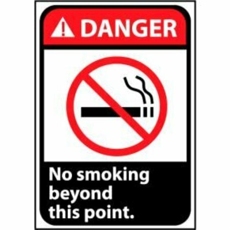 NATIONAL MARKER CO Danger Sign 14x10 Aluminum - No Smoking Beyond This Point DGA7AB